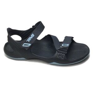 Teva Barracuda Strappy Crisscross Adjustable Gray & Blue Water Sandals Size 10